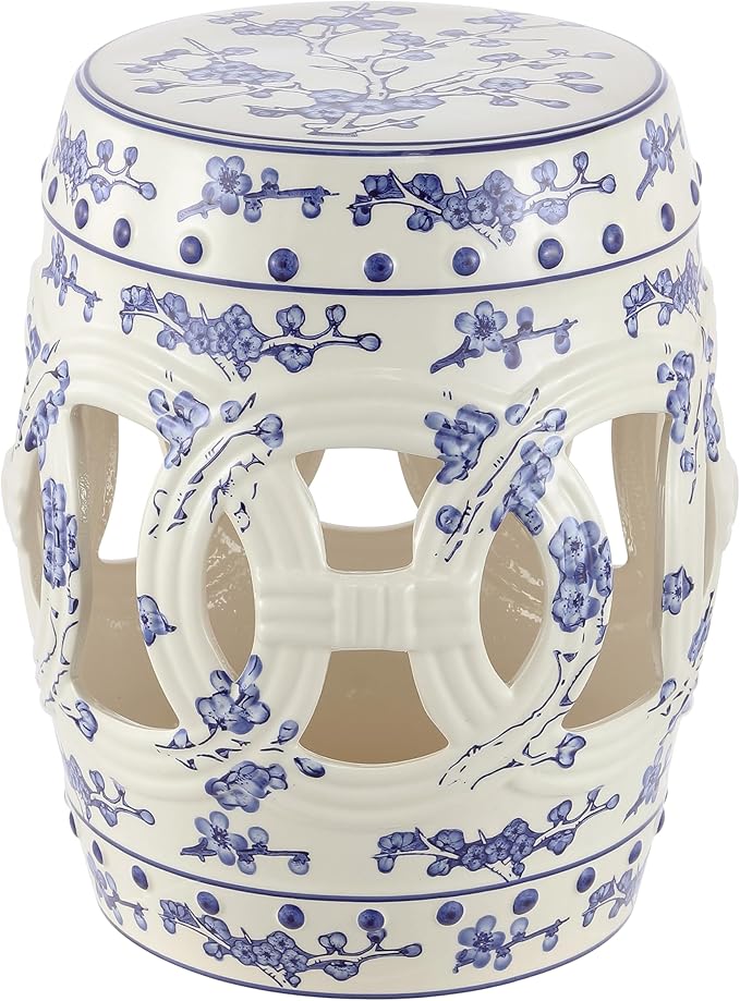 JONATHAN Y TBL1027A Lucky Coins 16" Chinese Ceramic Drum Indoor/Outdoor Garden by JONATHANY
