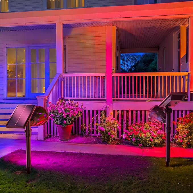 JSOT 2 Pack Christmas Solar Spotlights, RGB Solar Spot Light Outdoor Waterproof - Image 8