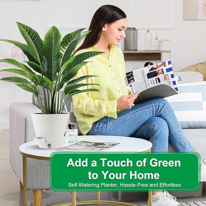 Self-Watering-Pots-for-Indoor-Plants, 8 Inch Flower Pots - Image 2