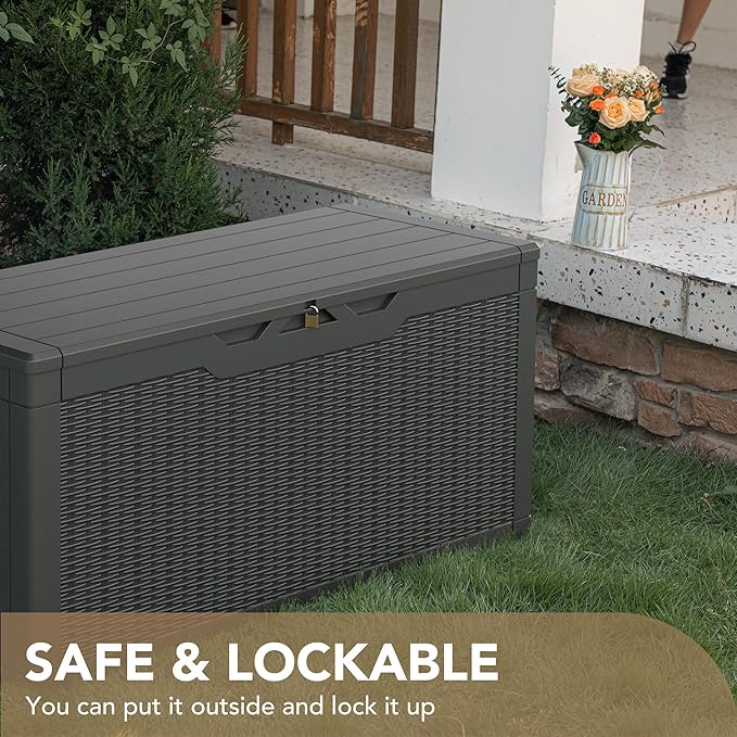 Devoko 100 Gallon Waterproof Large Resin Deck Box Indoor Outdoor Lockable - Image 5