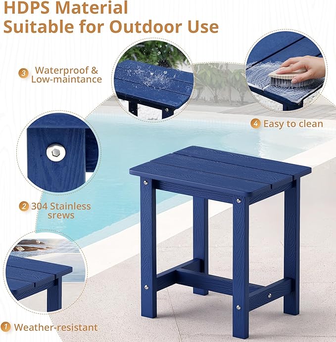 LUE BONA Outdoor Side Table, HDPS Small Outdoor Table, Adirondack Side Table - Image 6