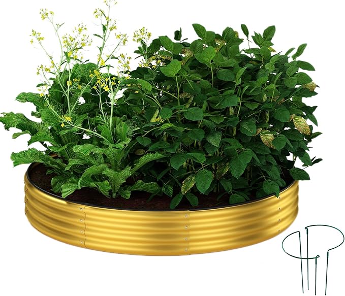 Galvanized Metal Planter Round Raised Garden Bed Kit by ZFHgarden