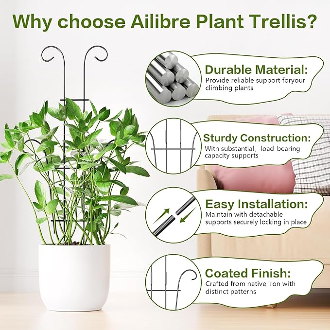 Larger 23.6in Plant Trellis for Climbing Plants Indoor Outdoor, 4 Pack - Image 5