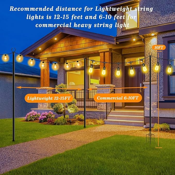10 Pack String Light Poles, 10 Ft Light Poles - Image 6