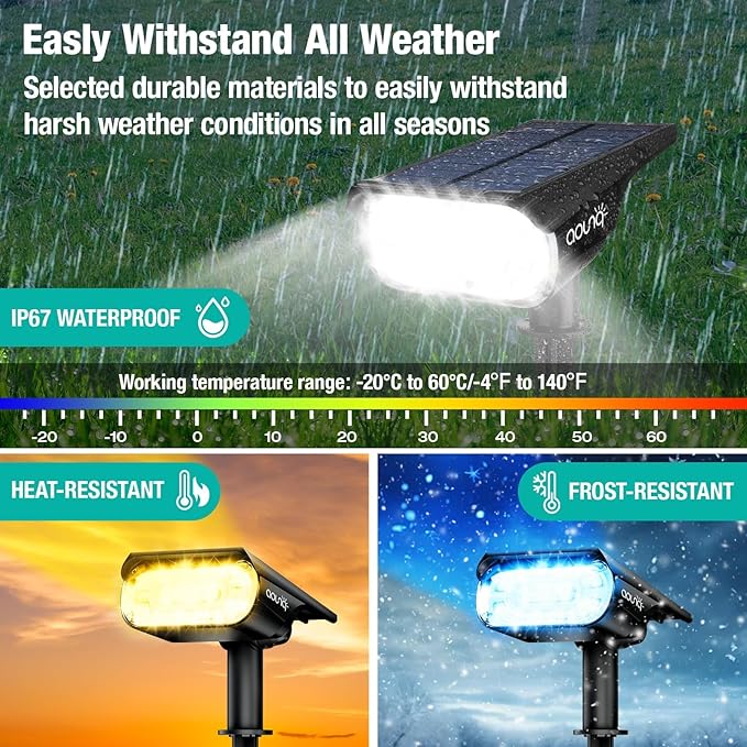 68 LEDs RGB Solar Spot Lights, 1000 Lumens 9 Lighting Modes Color Changing - Image 4