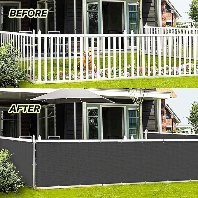 LOVE STORY 3.3'x19.7' Dark Grey Balcony Screen Privacy Fence Cover UV - Image 3