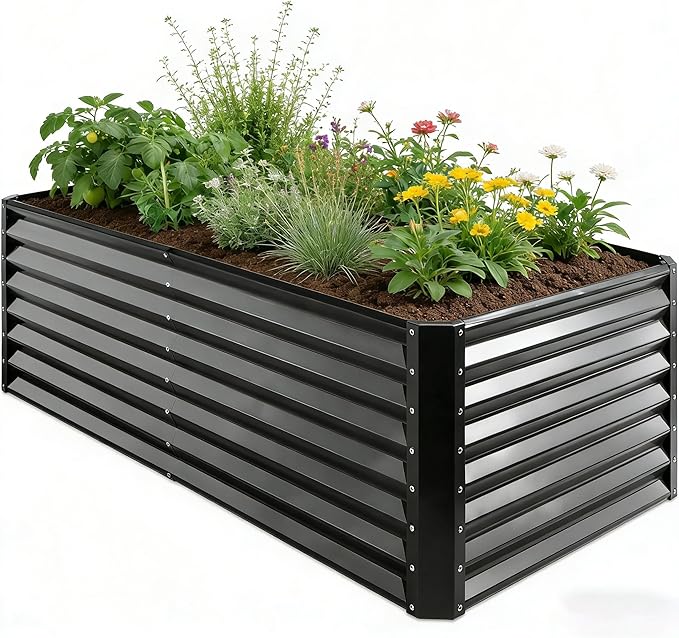 GARDMAX 6x3x1FT Raised Garden Bed Kit, Metal Planter Boxes Outdoor by ChooseGardmaxforbetterlife