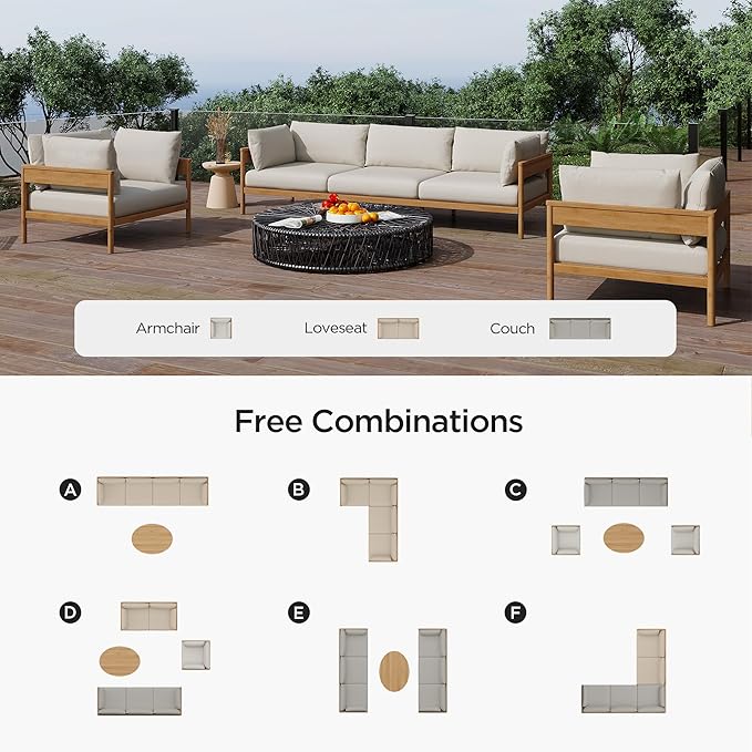 Acanva Modern Outdoor Patio Furniture Set, All-Weather Aluminium Conversation - Image 5