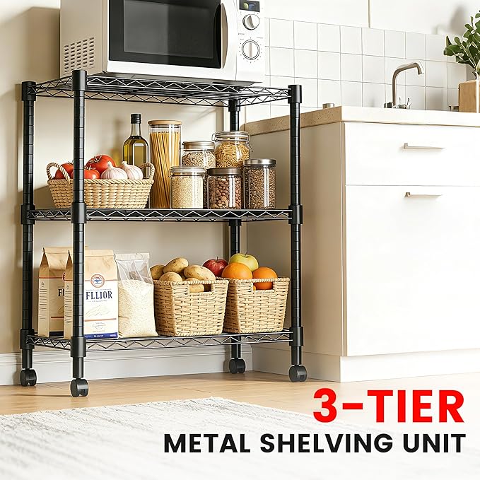 Xcity Storage Shelves, 3 Tier Heavy Duty Metal Shelving Unit - Image 3