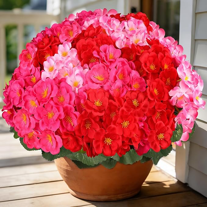 Artificial Geraniums Flowers for Outdoors, 6 Bundles Realistic Silk Fake - Image 9