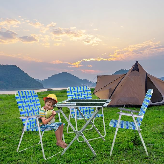 VINGLI Oversize Patio Lawn Webbed Folding Chairs Set of 2, Outdoor Beach Chair - Image 6