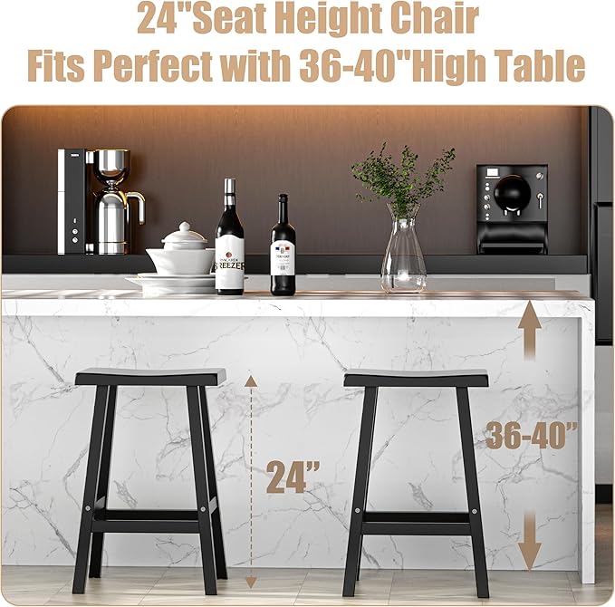 Bar Stools Set of 2, Waterproof UV-Resistant, Durable Resin Kitchen Island - Image 4