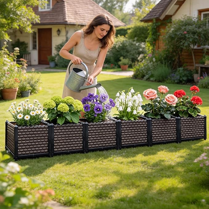 Large Planters for Outdoor Plants 14" Tall Planter Box, Raised Beds for - Image 2