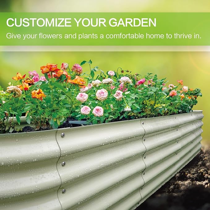 Gardmax Galvanized Raised Garden Bed, Lightweight Planter Boxes Outdoor - Image 4