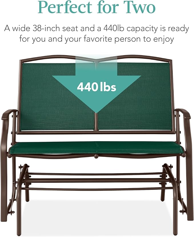 Best Choice Products 2-Person Outdoor Patio Swing Glider Steel Bench Loveseat - Image 6