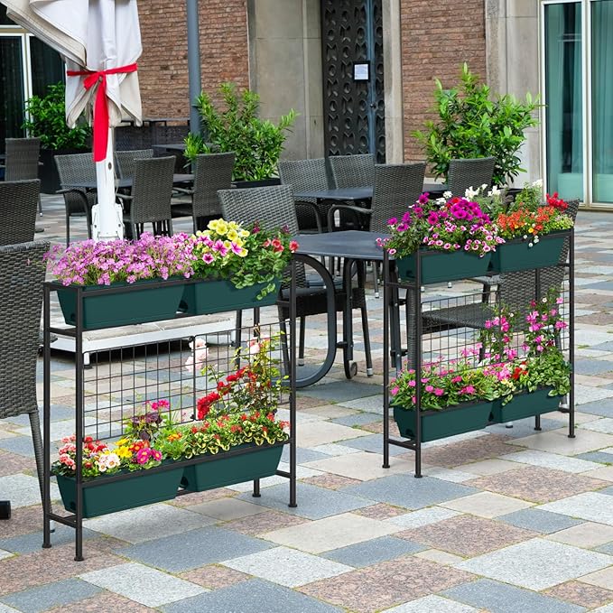OYEAL Raised Garden Bed with Legs & & Trellis 32" Tall Vertical Herb Garden - Image 5