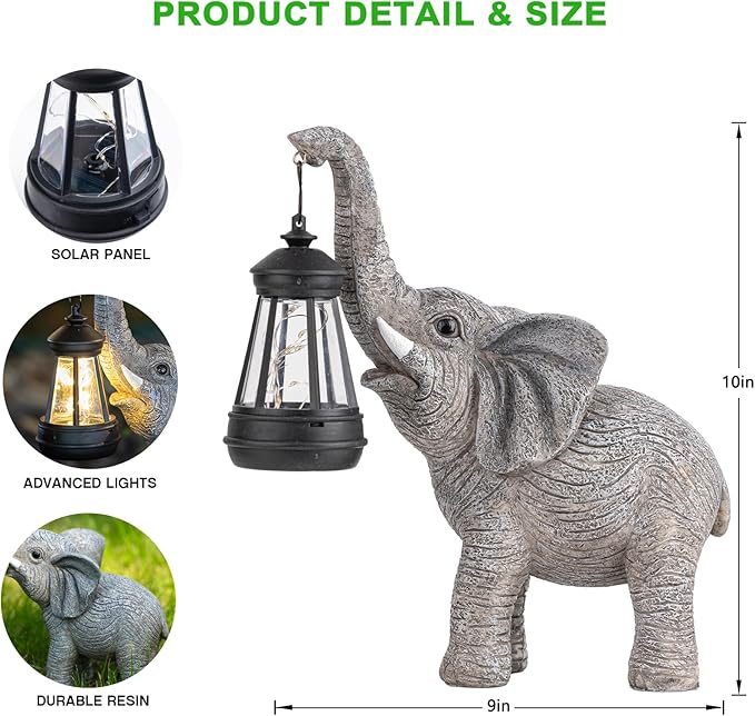 Solar Garden Statue Lights Elephants Figurine - Image 6