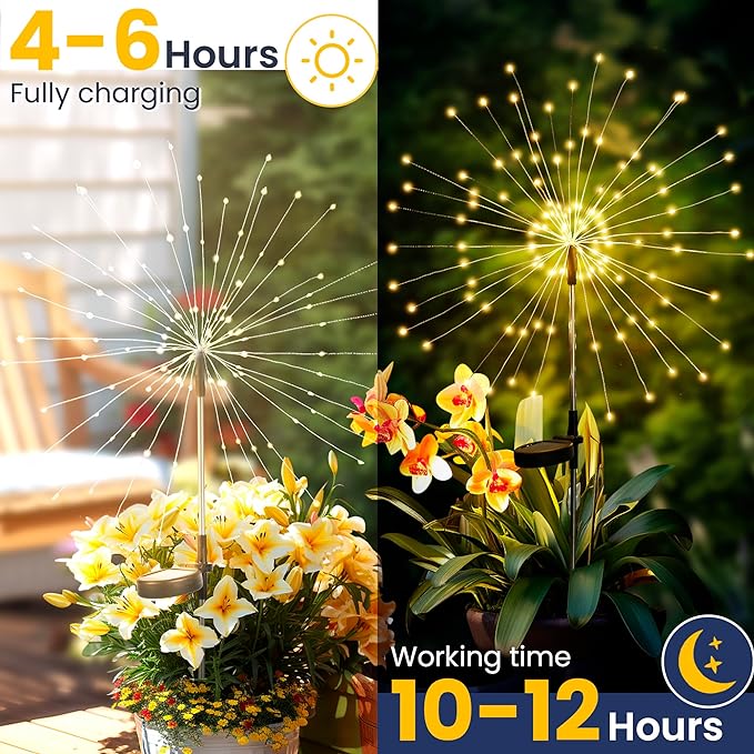 GIGALUMI Garden Decor Outdoor Lights 120LED 2Pack, Solar Garden Lights - Image 7