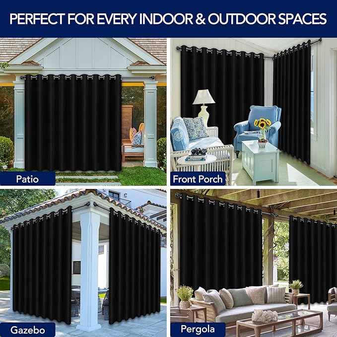 PureFit Outdoor Curtains for Patio Waterproof Weatherproof, UV Resistant - Image 5