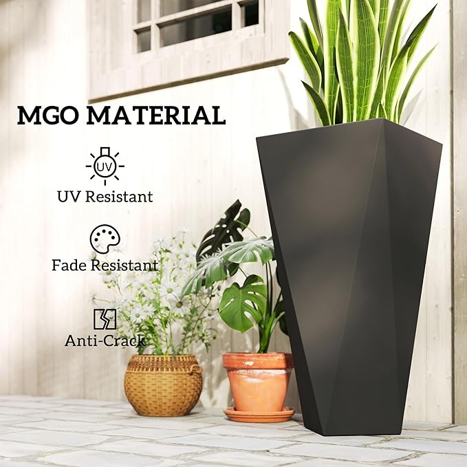 Outsunny Set of 3 Tall Planters, MgO Indoor Outdoor Planters - Image 7