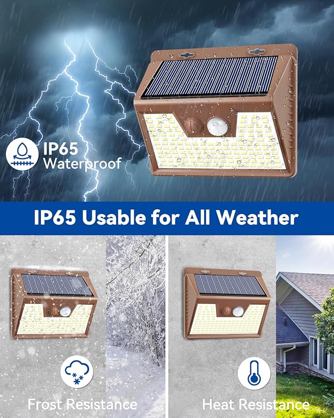 Peasur Solar Lights Outdoor Motion Sensor Waterproof, 8 Pack 140LED Brown Solar - Image 7