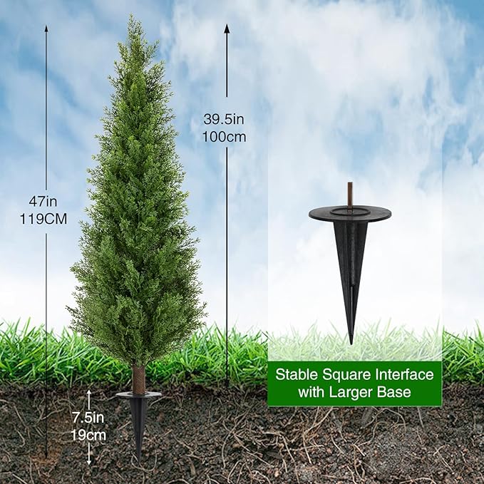 2 Pack 4ft Artificial Cedar Topiary Trees - Image 3
