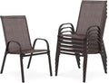 Outdoor Stackable Chairs Set of 6, Stacking Patio Chairs by Villeston
