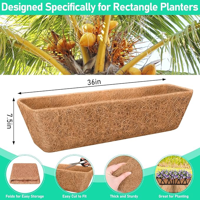 Riare 4 Pack 36 Inch Rectangle Coconut Liners - Image 2