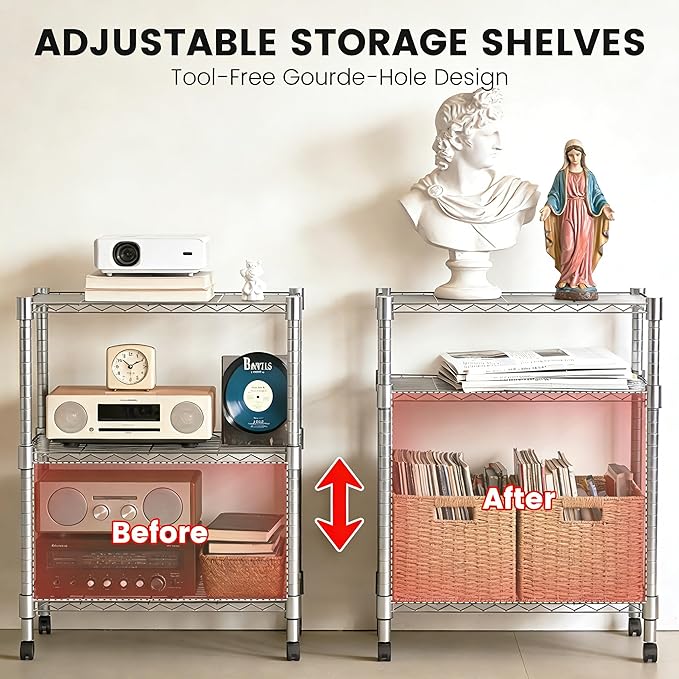 Xcity Storage Shelves, 3 Tier Heavy Duty Metal Shelving Unit - Image 4