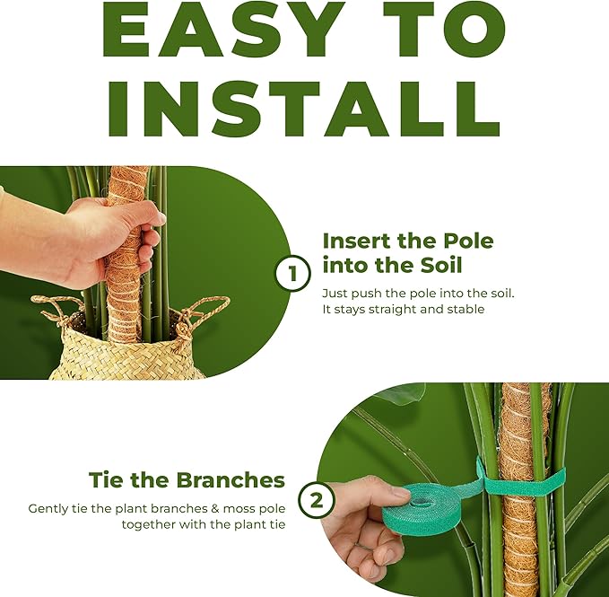 2 Pack 48'' Bendable Moss Pole Monstera Plant Support - Image 6