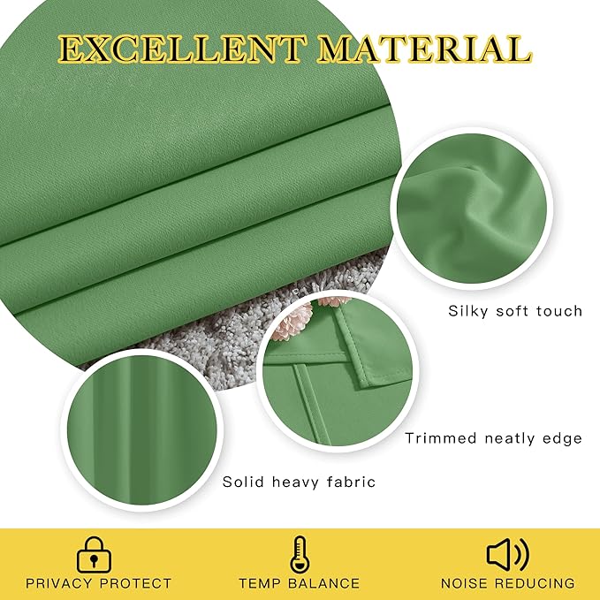NICETOWN Froest Green Blackout Curtains 84 inch Length, Grommet Top Room - Image 3