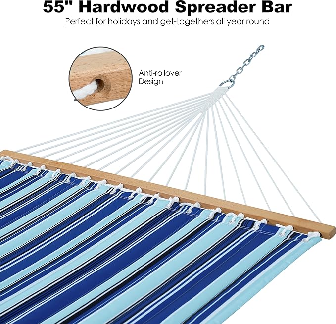 2 Person 12FT Hammocks for Outside, Double Quilted Fabric Outdoor Hammock - Image 5
