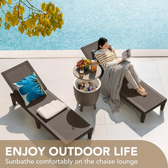 Devoko Outdoor Chaise Lounge Chair Set of 2 - Image 3