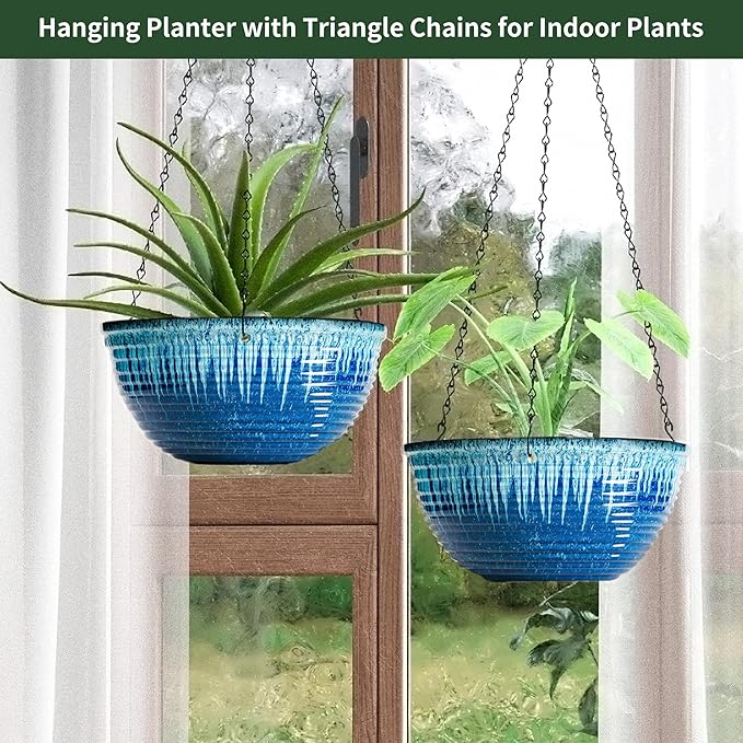 12 inch Large Hanging Planters for Indoor Outdoor Plants, Hanging Baskets for - Image 7