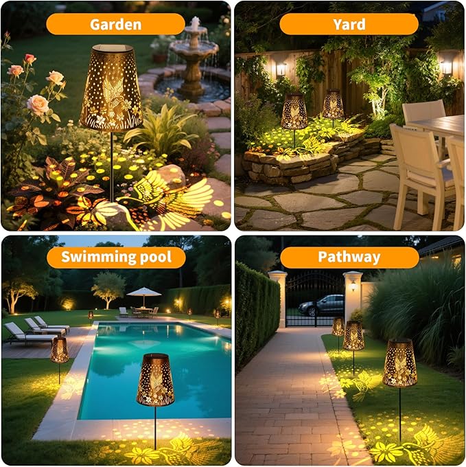 Solar Pathway Lights Outdoor, LED Bright Metal Retro Waterproof, Outside - Image 6