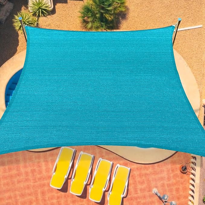 8'x12' Sun Shade Sail Curved Commercial Outdoor Shade Cover Turquoise Rectangle by OOTONAT