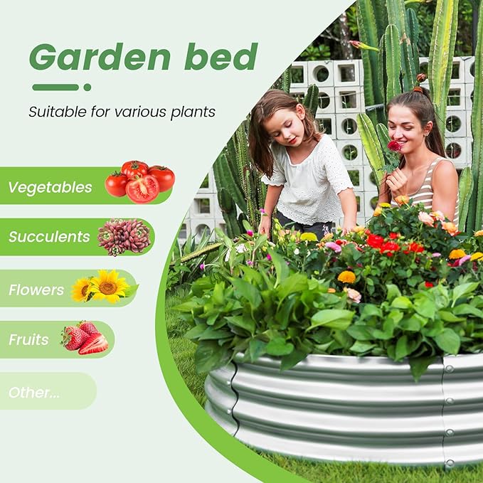 Land Guard 3×3×1ft Galvanized Raised Garden Bed Kit, Round Galvanized Planter - Image 3