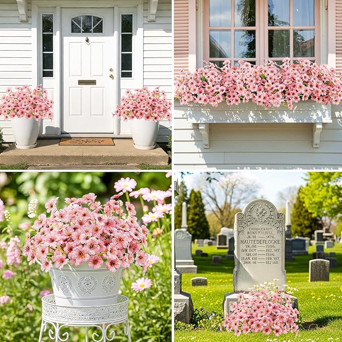 MACTING Artificial Flowers for Outdoors 6 Bundles UV Resistant Fake Flowers No - Image 2
