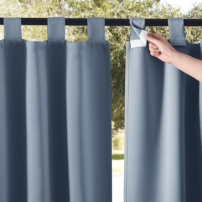 NICETOWN 2 Panels Self Stick Tab Top Outdoor Curtainss by NICETOWN