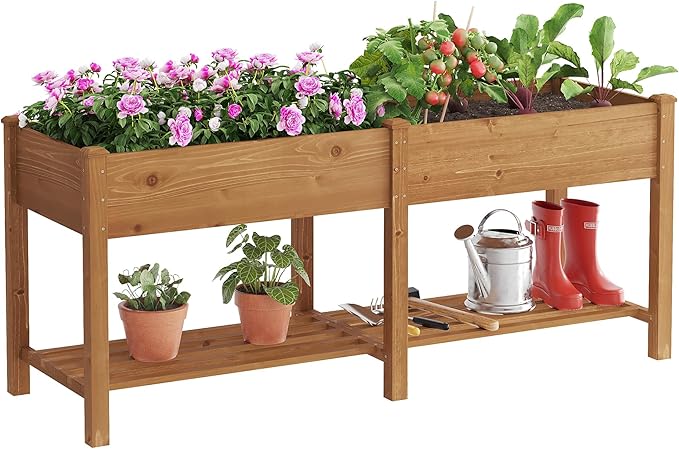 FILWH Raised Garden Bed with Legs Elevated Wooden Planter Box Stand Large by FILWH