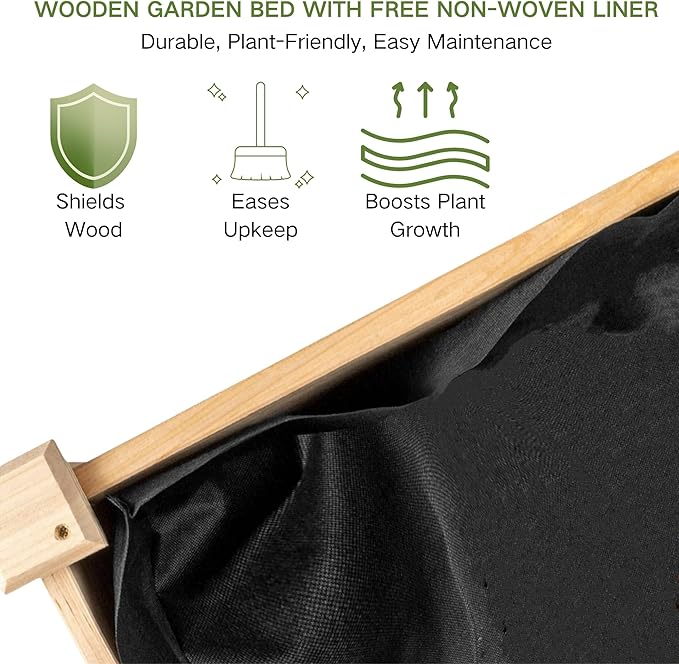 3-Tier Raised Garden Bed with Fabric Liner, Wood Elevated Planter Box with - Image 6