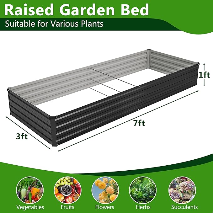 2PCS 7x3x1ft Galvanized Raised Garden Bed Kit, Metal Planter Box - Image 2