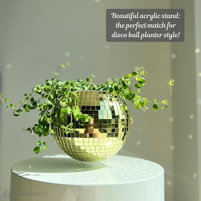 SCANDINORDICA Disco Ball Planter – Disco Ball Plant Hanger, Mirror Disco Planter - Image 6