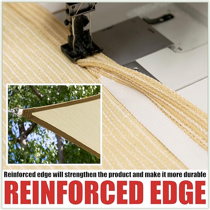 Royal Shade 10' x 10' x 14' Beige Triangle Sun Shade Sail Canopy Outdoor Patio - Image 4