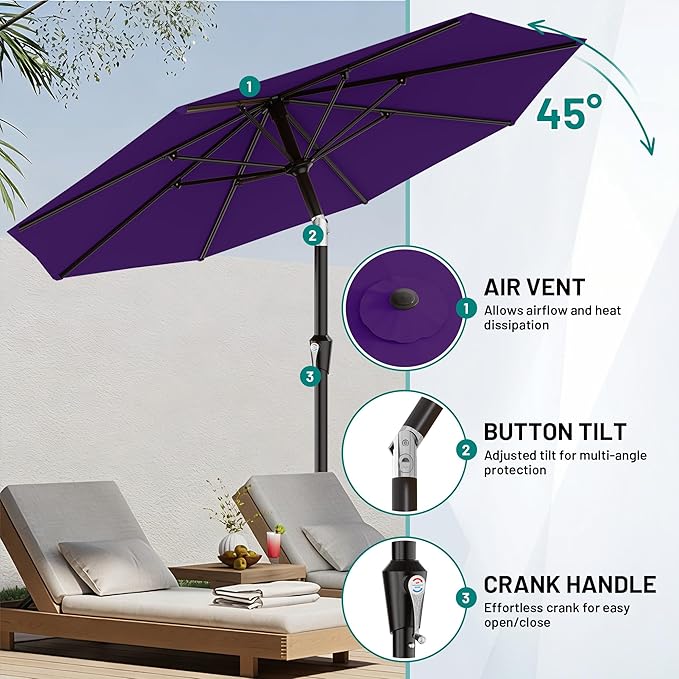 AreShark 9 FT Patio Umbrella for Outdoor, Outdoor Table Umbrella - Image 5