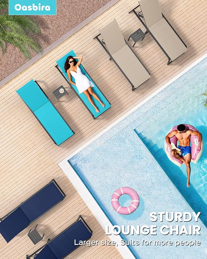 Aluminum Chaise Lounge Chair Outdoor, Foldable & Assembly Free Patio Pool - Image 8