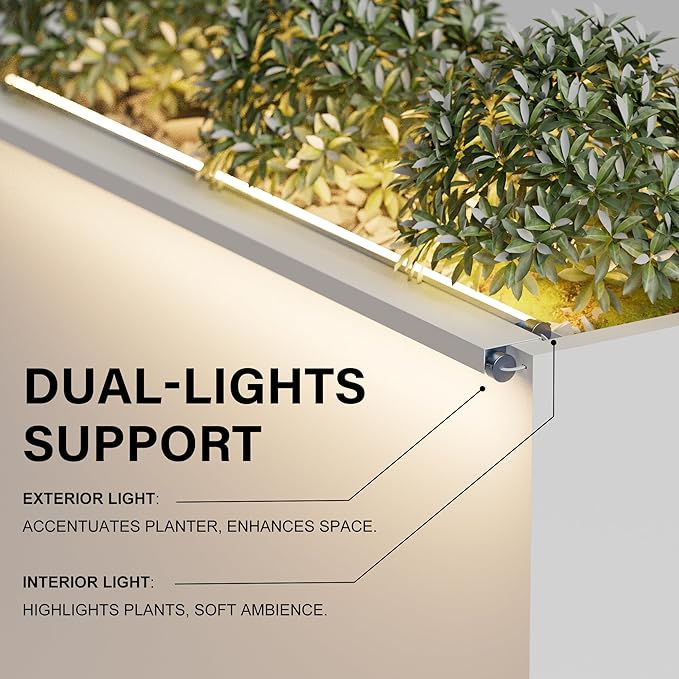 GSK 30" L White LED Metal Planter - Image 2