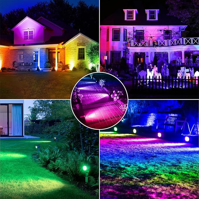CLY Solar 6 in 1 RGB Spotlights Outdoor Garden, 10 Colors 12 Modes Solar Garden - Image 8