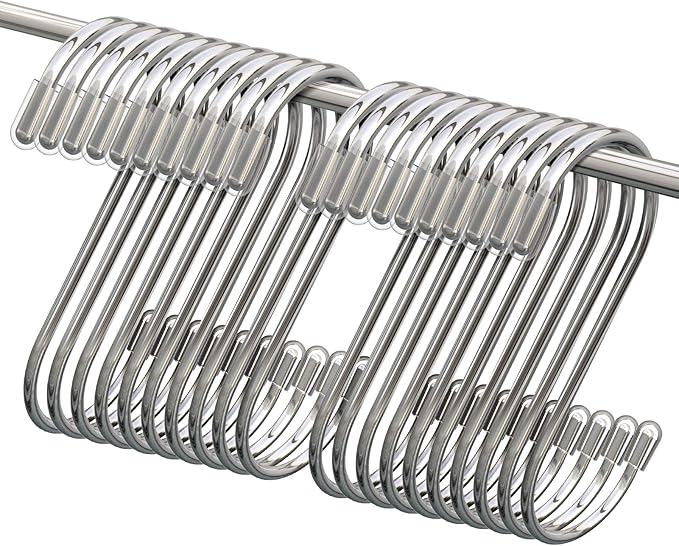 Myfolrena 20 Pack S Hooks for Hanging, 3.4 Inch Metal S Shaped Hook Heavy Duty by Myfolrena
