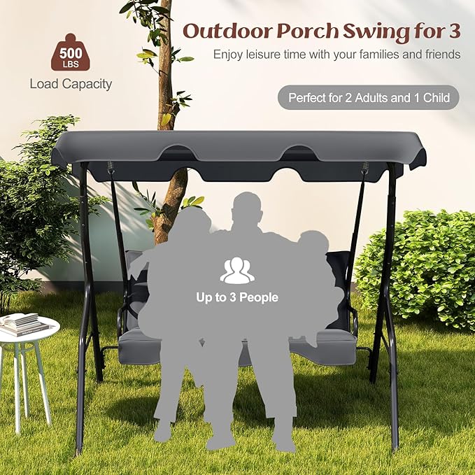 Tangkula 3 Person Porch Swing, Patio Swing - Image 3